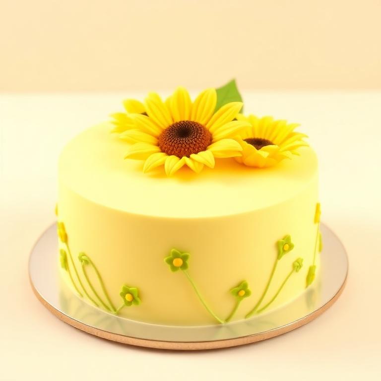 Bento Cake jaune avec tournesols en sucre